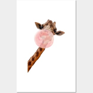 Giraffe Pink Bubblegum Posters and Art